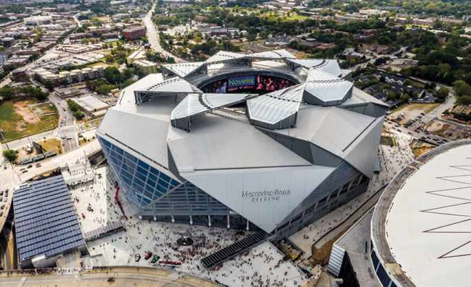 Can be in the shade during a day game at Mercedes-Benz Stadium. page1