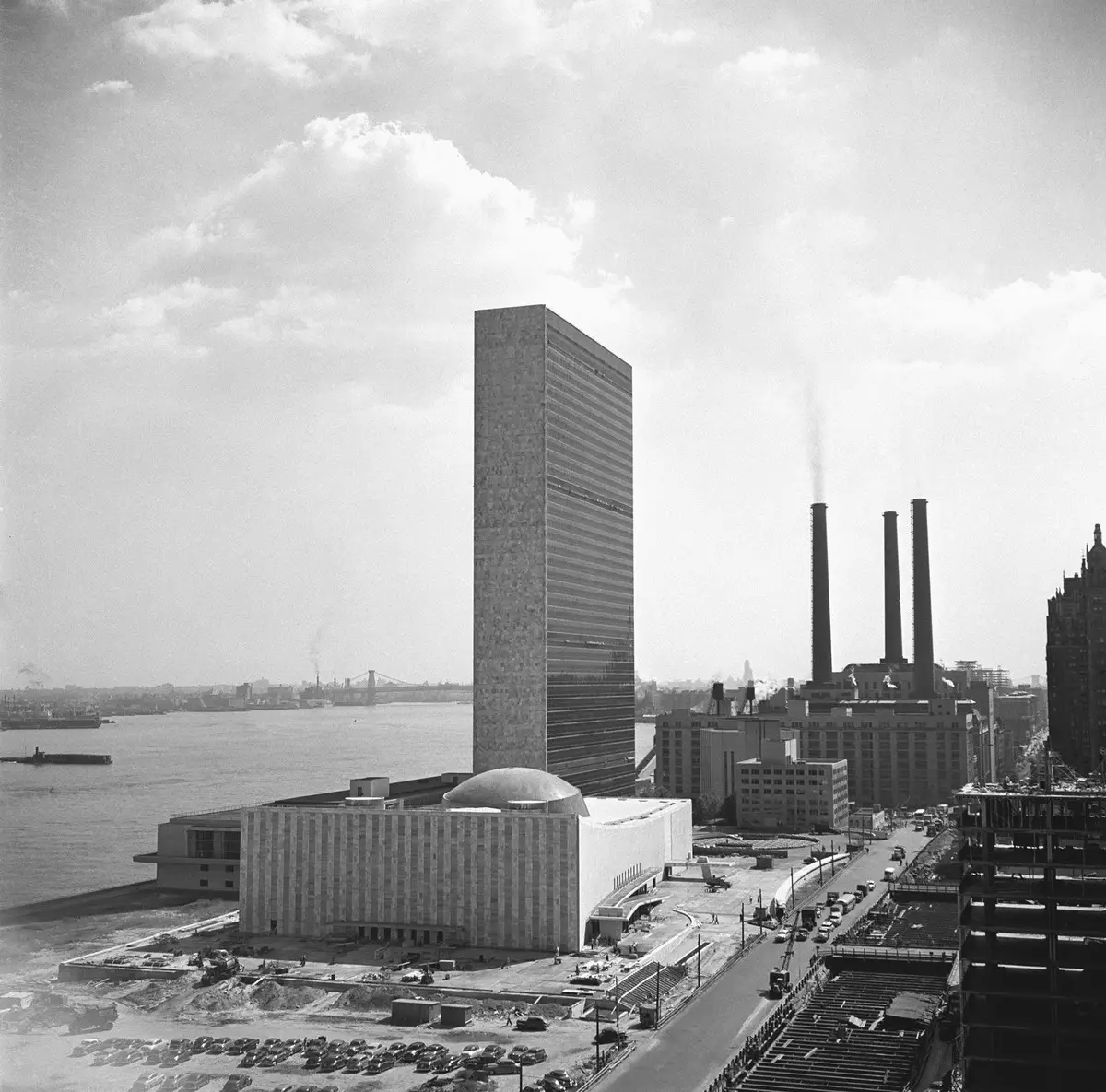 The United Nations Secretariat and General Assembly Building.