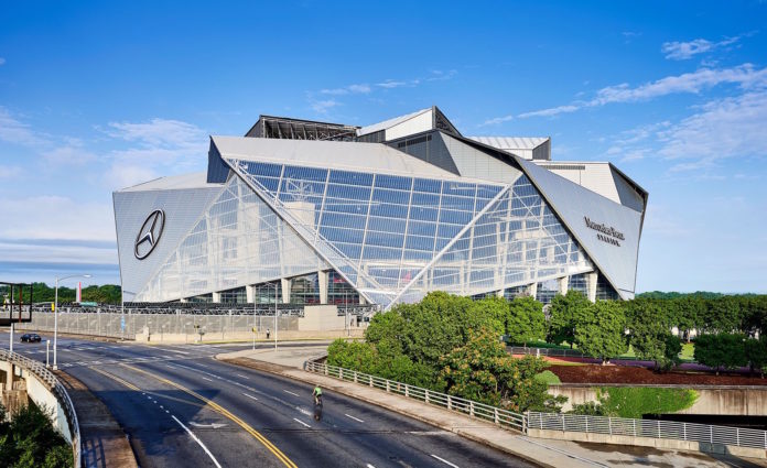 Can be in the shade during a day game at Mercedes-Benz Stadium. page1