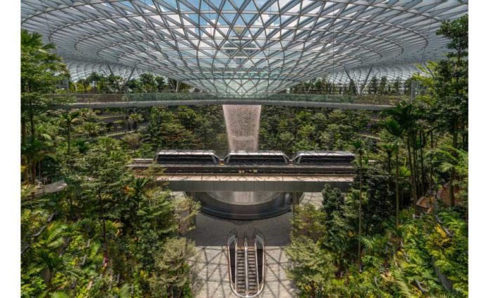 Safdie Architects Designs a 130-Foot-High Indoor Waterfall for