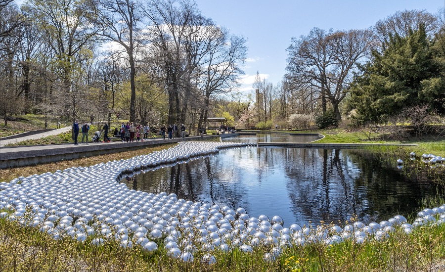 Yayoi Kusama wraps trees of New York Botanical Garden in polka dots