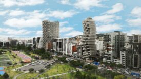 high-rise apartments facing a large park in quito, ecuador