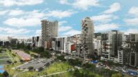 high-rise apartments facing a large park in quito, ecuador