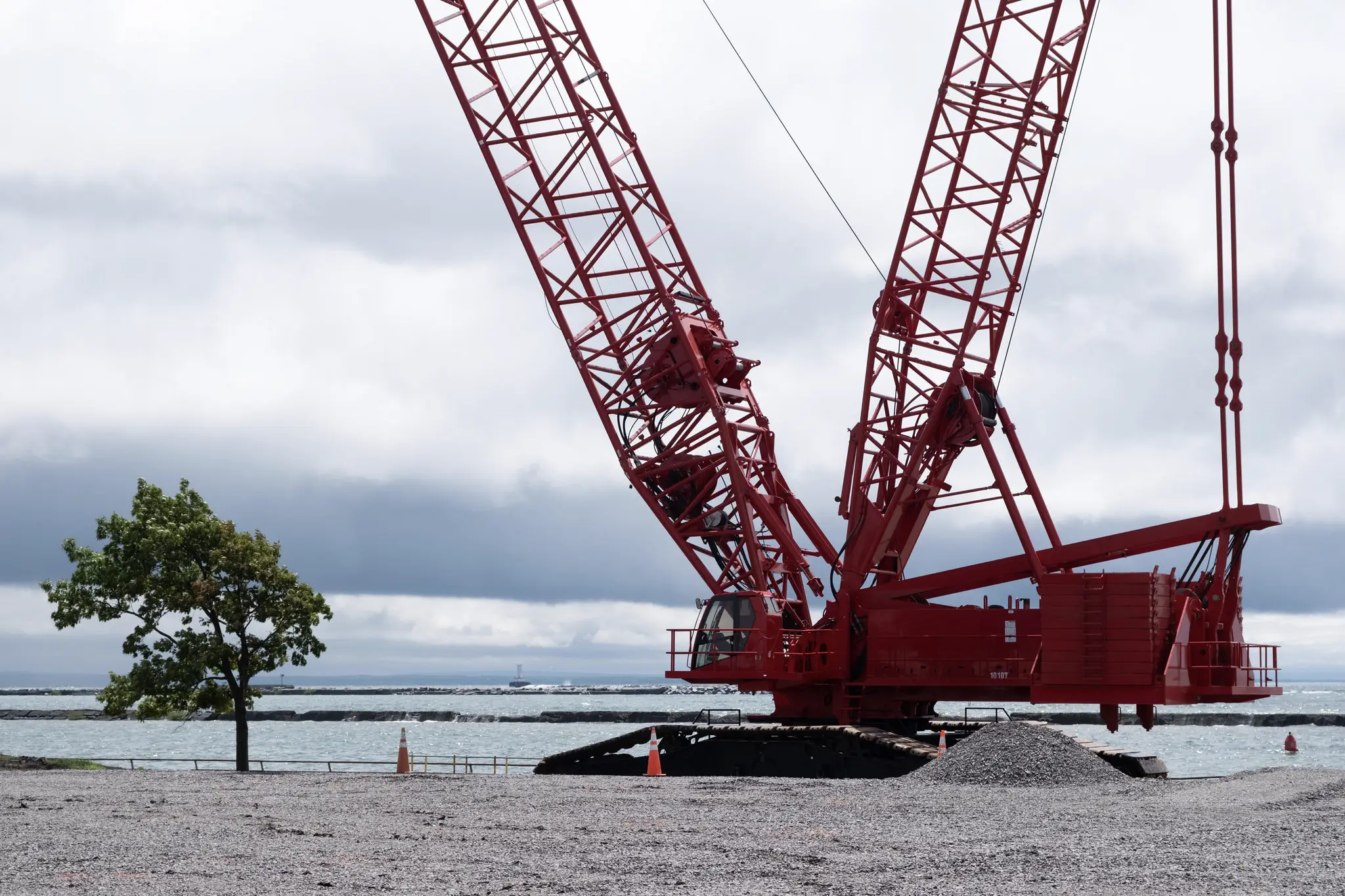 crane at lakefront site.