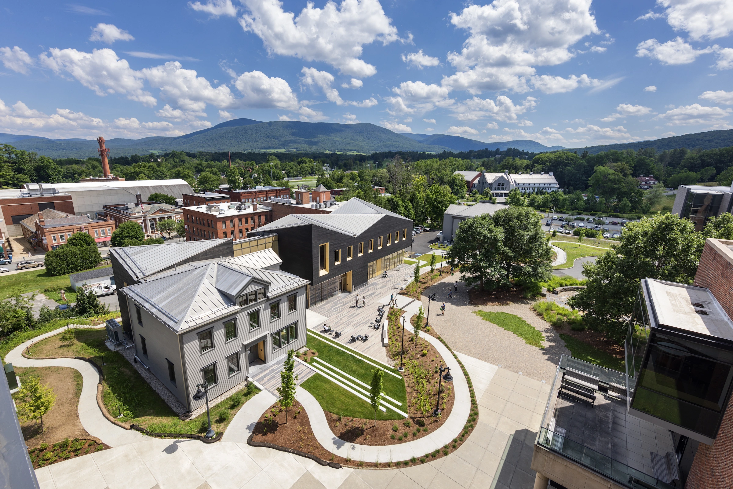 Aerial image of the Davis Center.