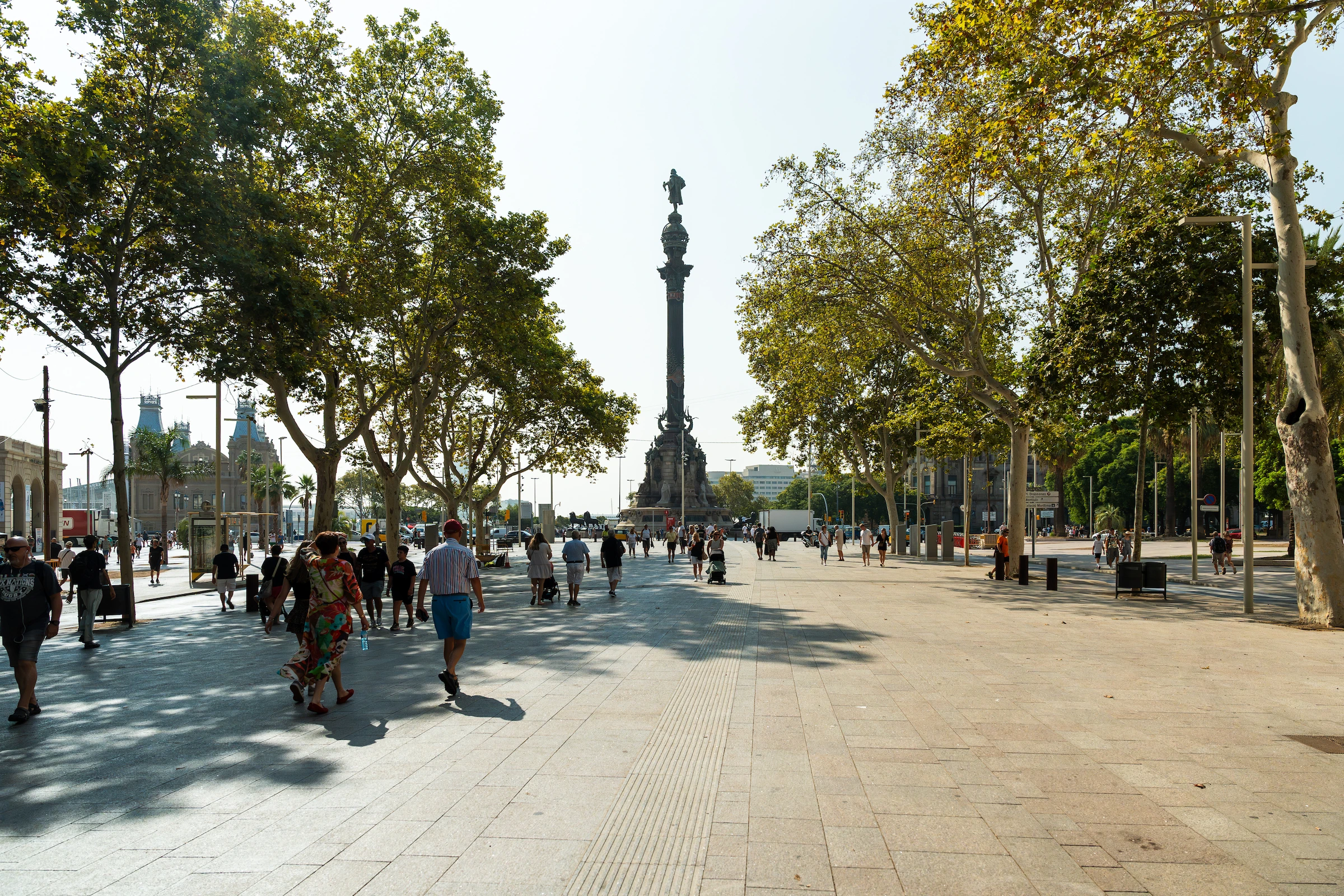 Aerial image of La Rambla in Barcelona.